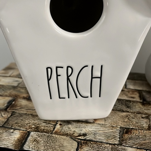NWT RAE DUNN Ceramic White PERCH Birdhouse Double-sided Bird Home Decor - Picture 3 of 10